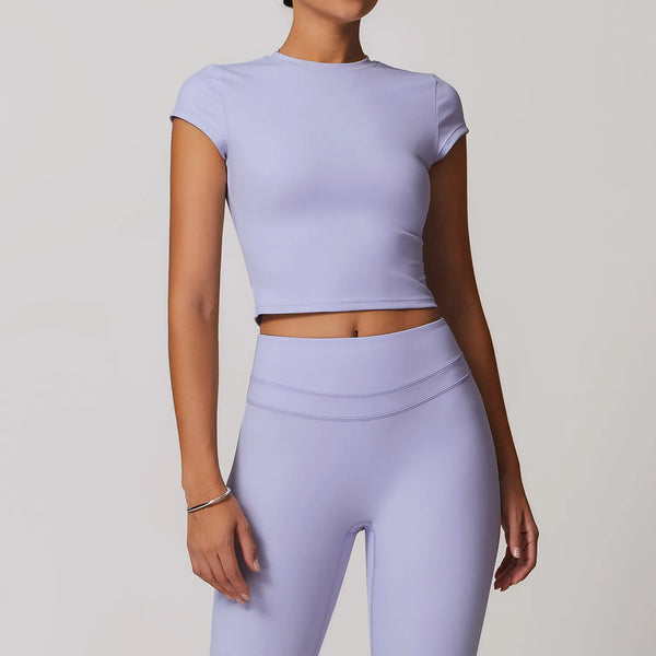 Short sleeve yoga crop top